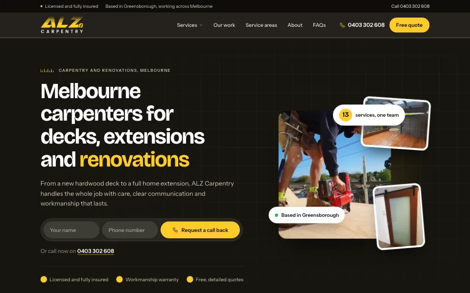 Home page of ALZ Carpentry